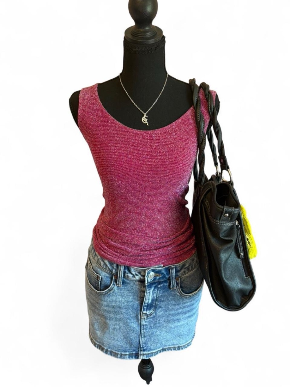 Poof! Y2K Women's Scoop Neck Shimmer Tank Top, Size M/L